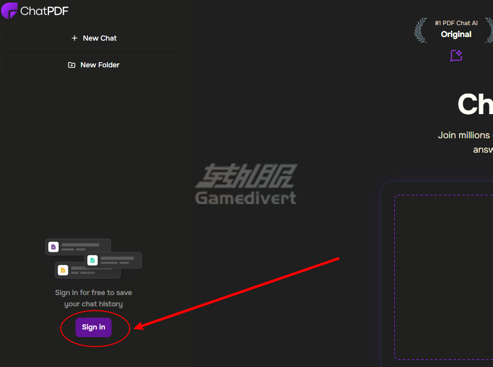 点击左下角的“Sign In”按钮进行登录，ChatPDF介绍，ChatPDF是什么，ChatPDF如何使用，ChatPDF Plus会员有什么功能，ChatPDF Plus会员如何充值，ChatPDF Plus会员订阅教程，ChatPDF Plus会员代充值订阅，ChatPDF Plus会员购买